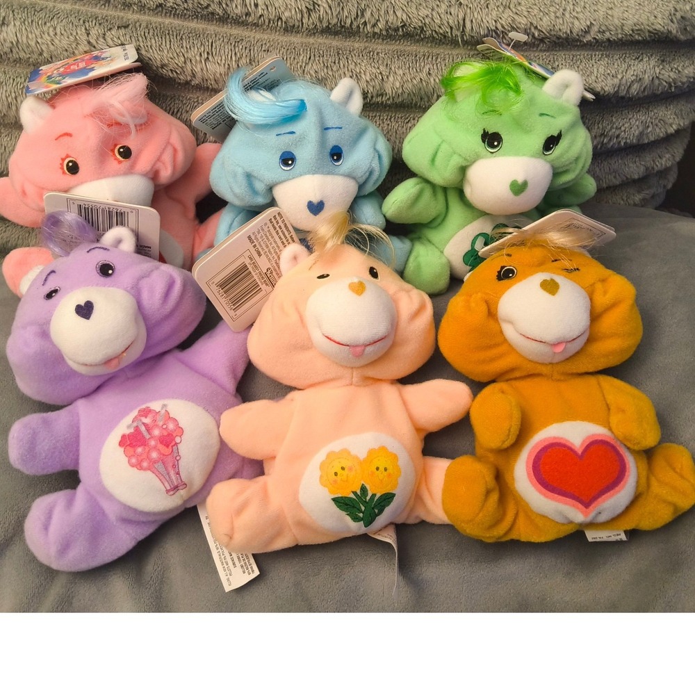 NWT Vintage Set of 6 Care Bears Beanlings